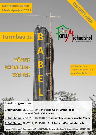 Musicalprojekt „Der Turmbau zu Babel“ mit drei Aufführungen